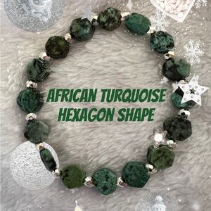 African Turquoise Hexagon Bead Bracelet